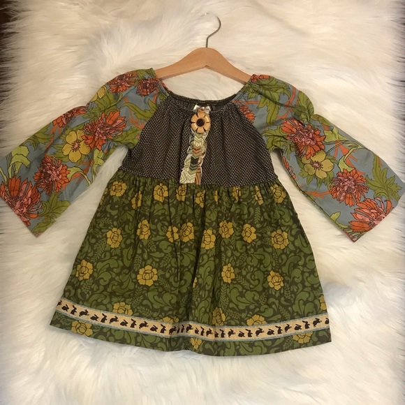 Matilda Jane Girls Calico Peasant Top Size 6 Wooden Flower Button Bunnies EUC - Picture 2 of 9